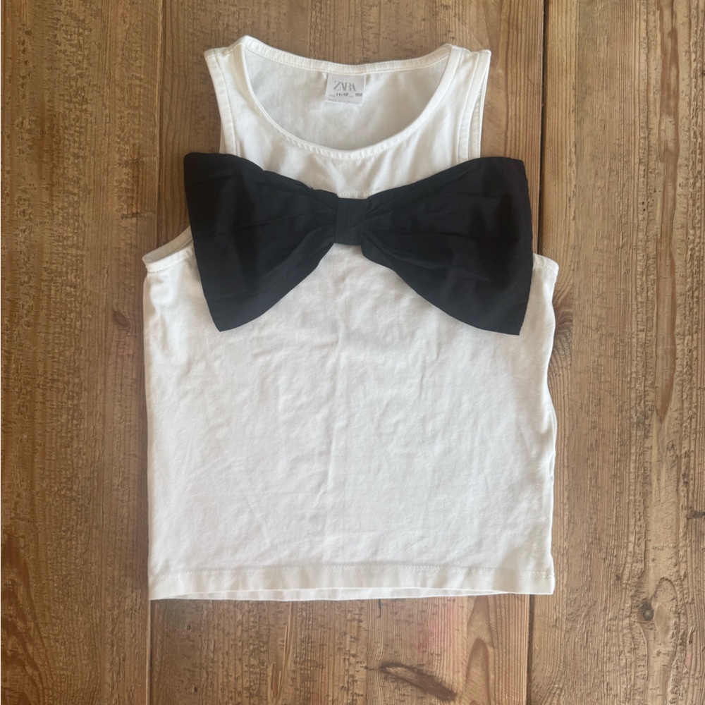 Zara White Tank Top with Black Bow 11/12